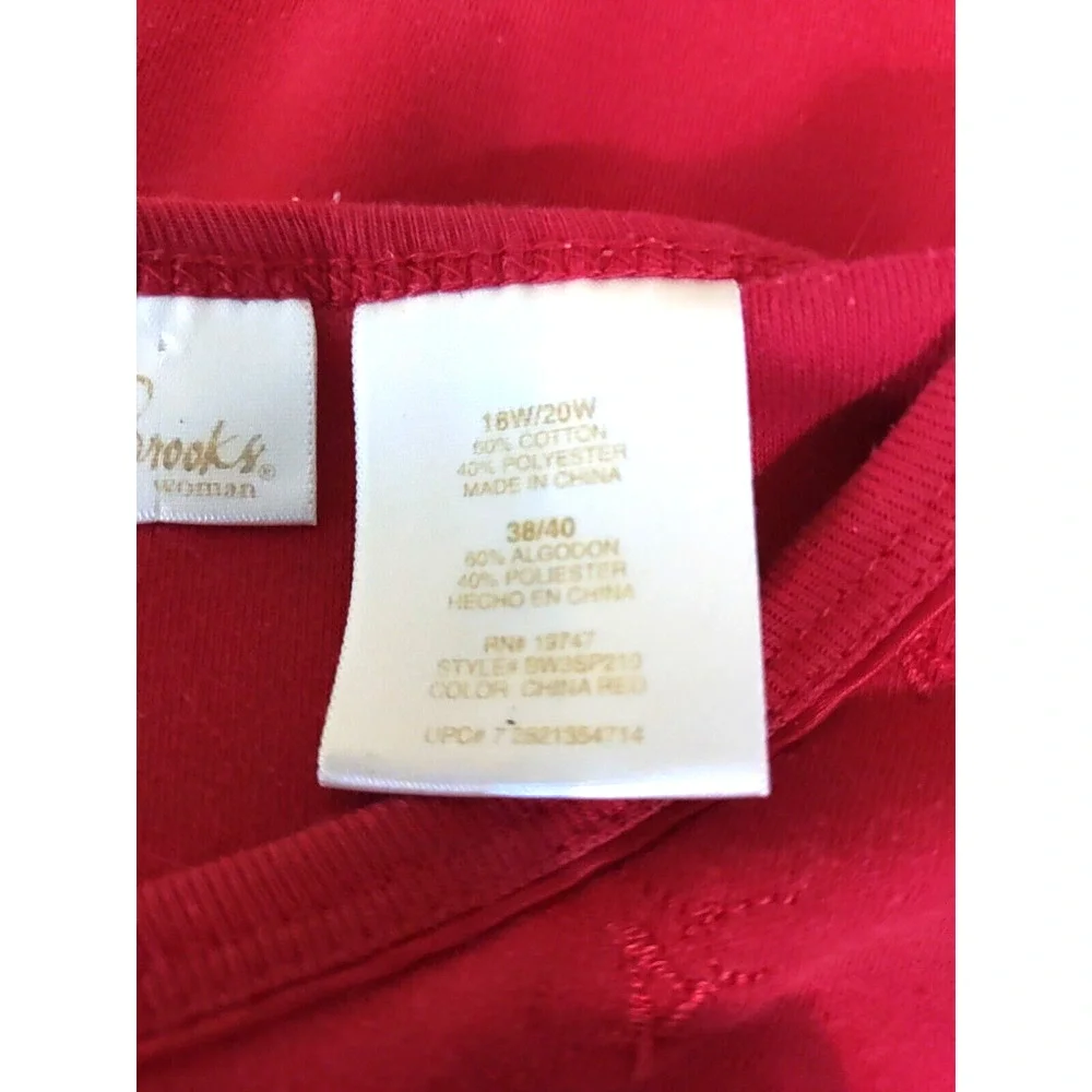 Bobby Brooks Women's T Shirt Red Short Sleeve Size 18/20 38/ 40 Textured - Picture 8 of 9